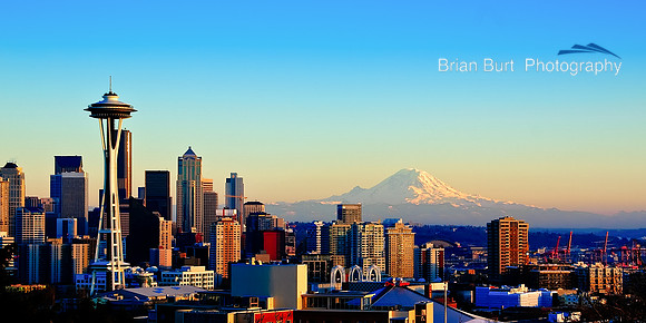 Seattle Skyline -Space Needle and Mt. Rainier
