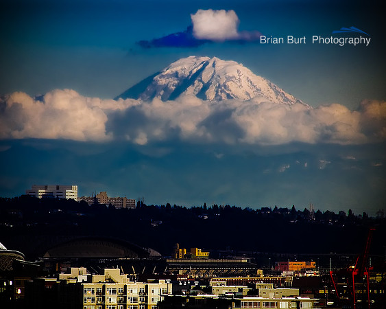 Mt. Rainier and Seattle Cityscape